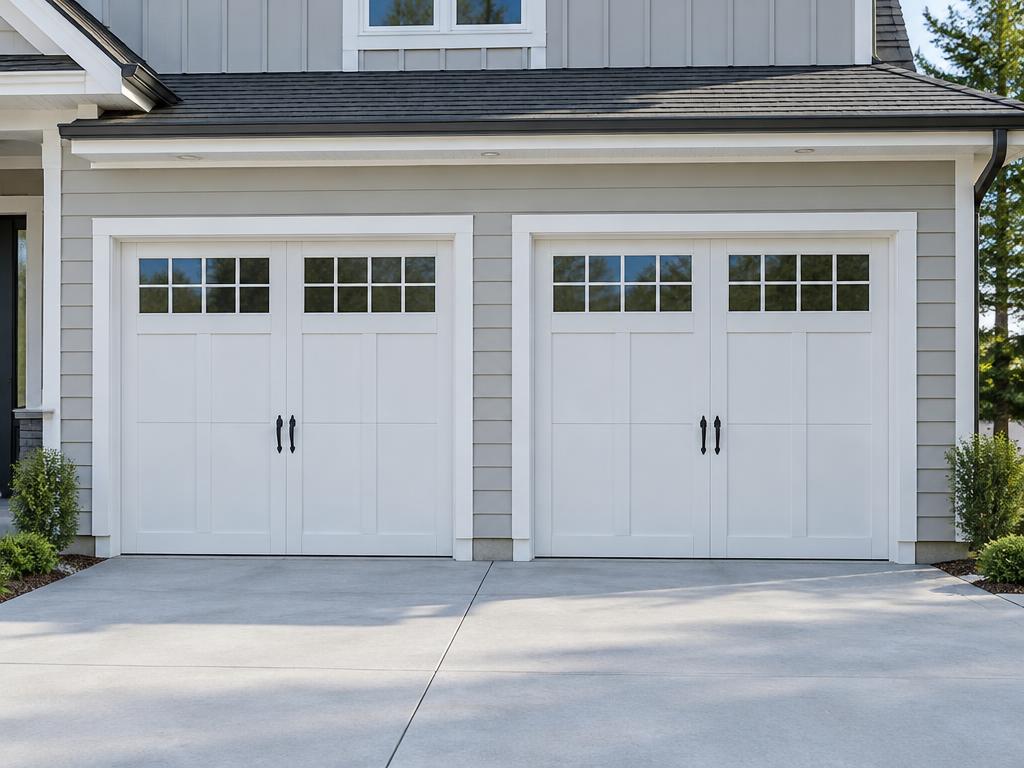 Illustrative carriage-style garage doors with upper windows in Toronto